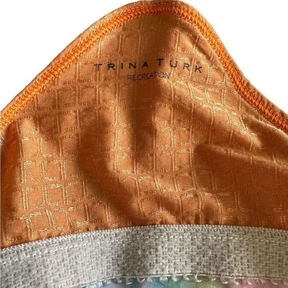 Trina Turk Orange Tropical Print High Neck Activewear Bra Tank Top - Picture 5 of 8